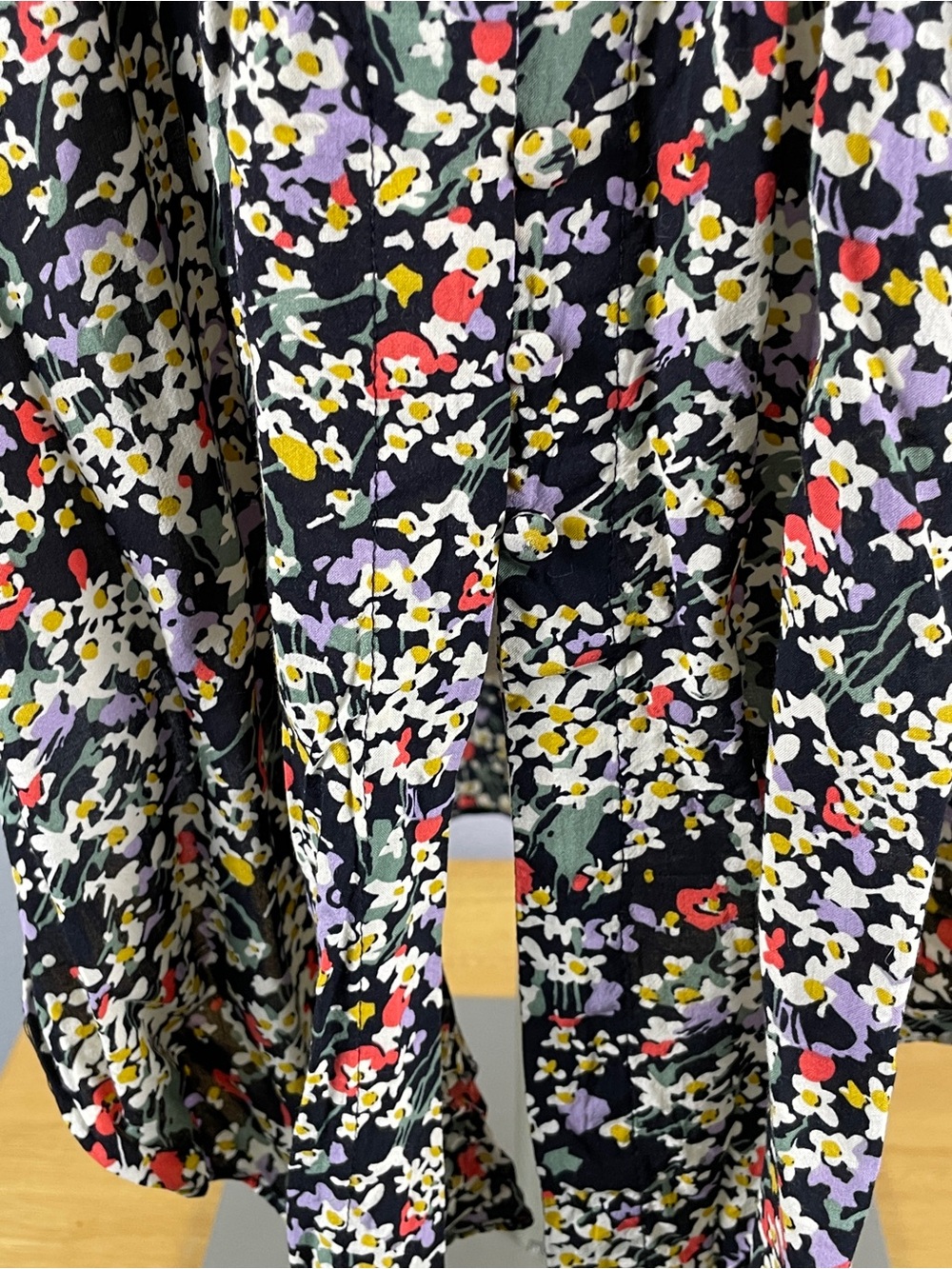 Maeve Anthropologie Matilda Black Floral Long Sleeve Button-up Blouse Size Large - Picture 6 of 10